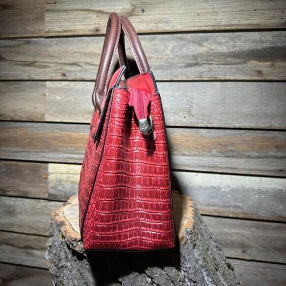 NWOT LiRenNiao Red Faux Croc Bag with Matching Wallet - Picture 2 of 8